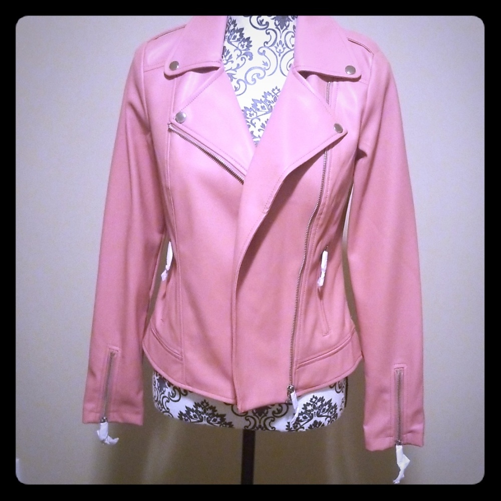 JUSTFAB Pink/Salmon Faux Leather Jacket